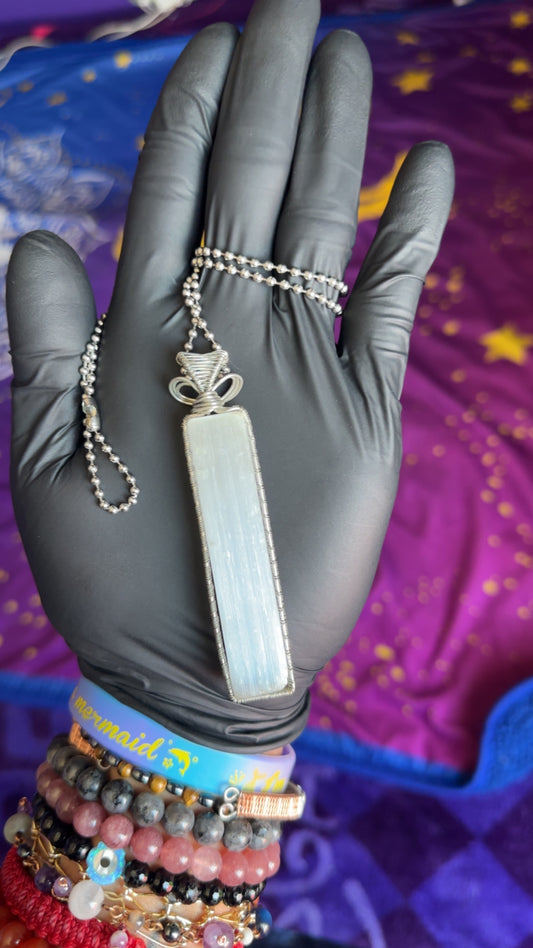 Raw Selenite Stick Pendant
