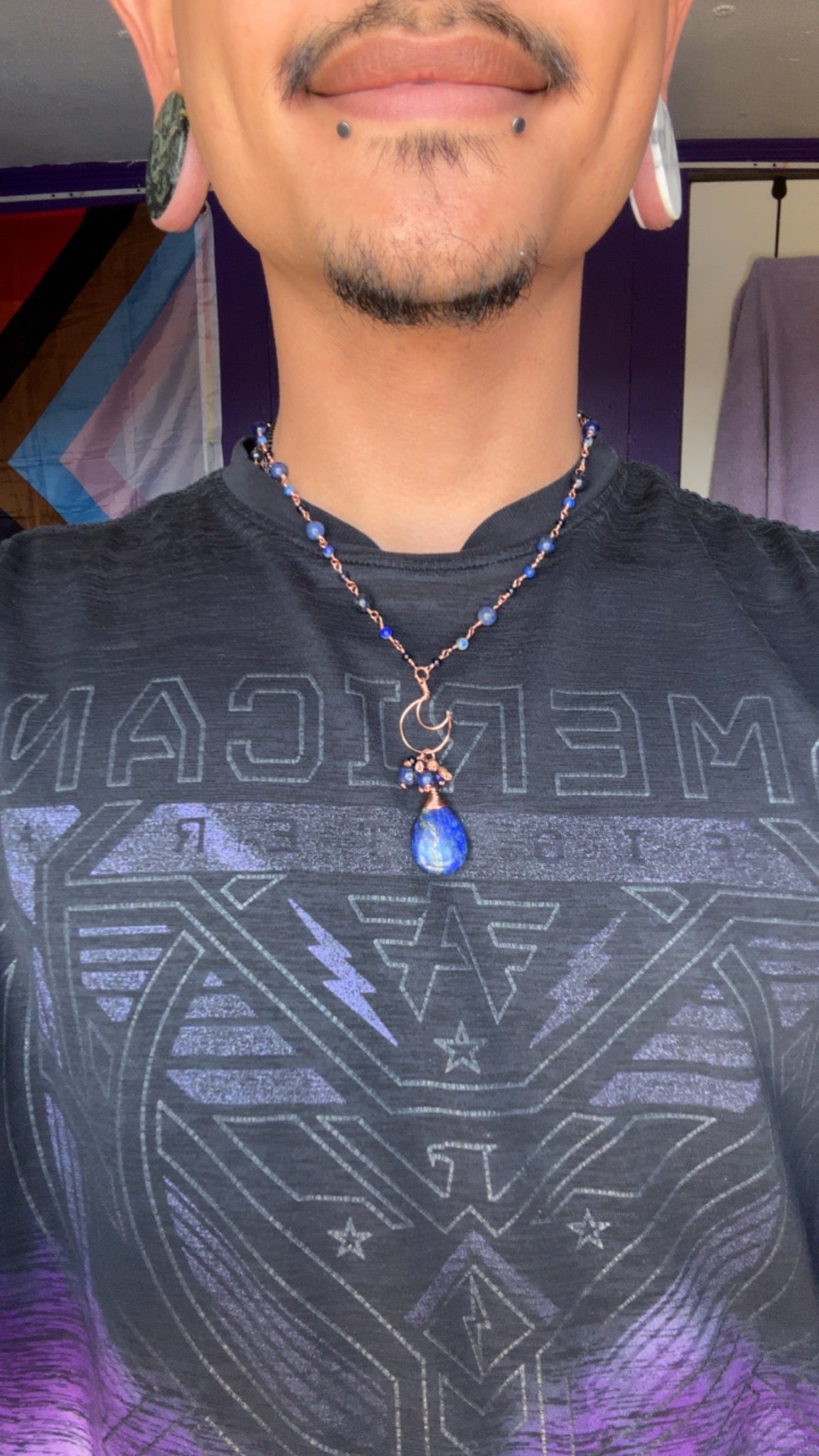 Lapis Lazuli, Blue Goldstone, and Copper Jewelry Set