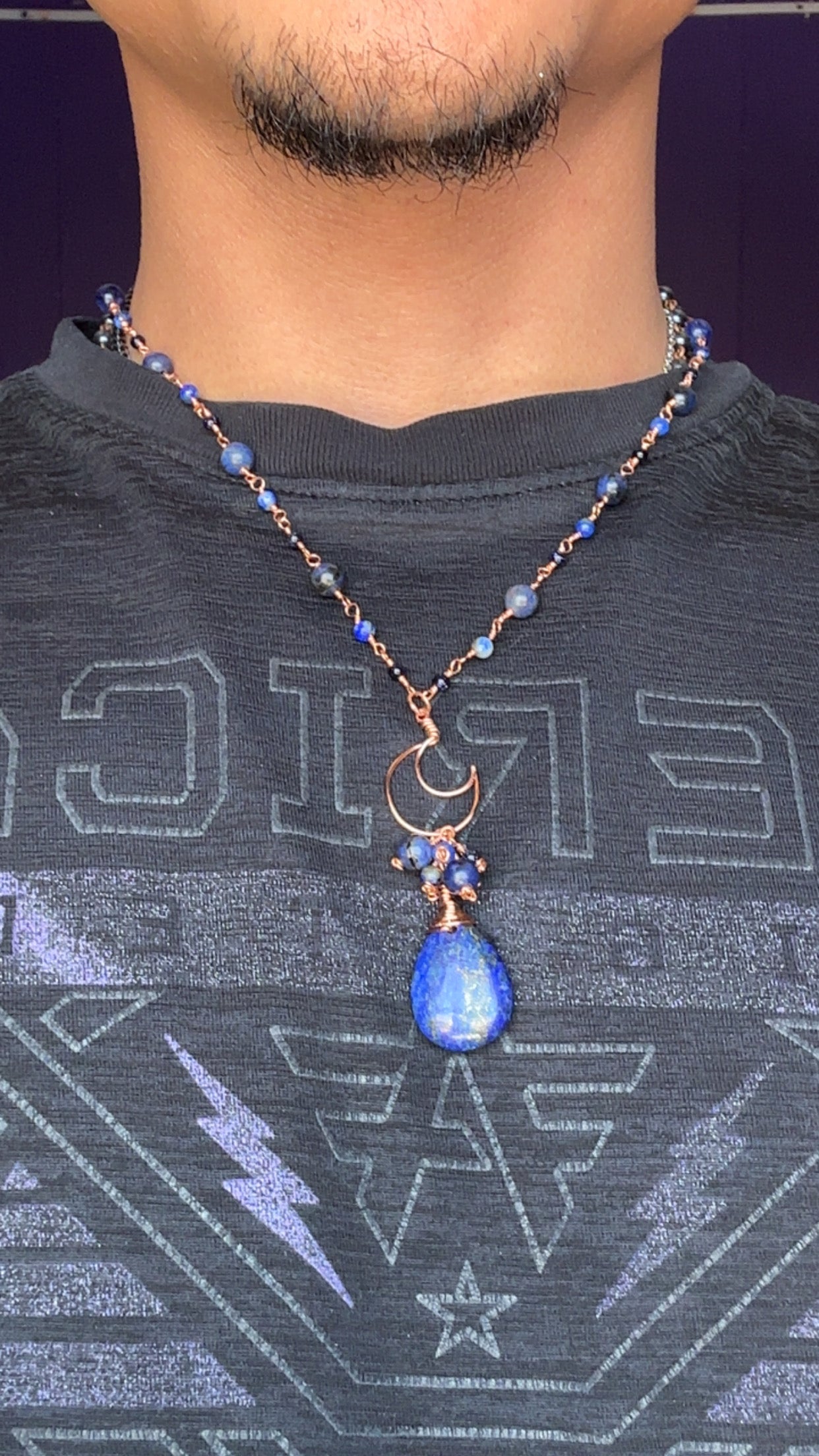 Lapis Lazuli, Blue Goldstone, and Copper Jewelry Set