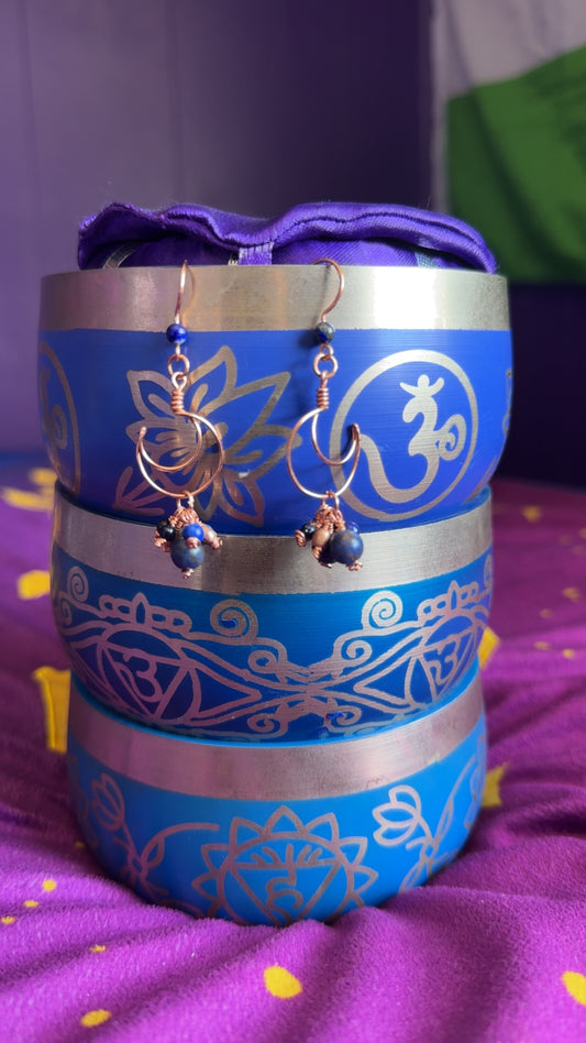 Lapis Lazuli, Blue Goldstone, and Copper Jewelry Set