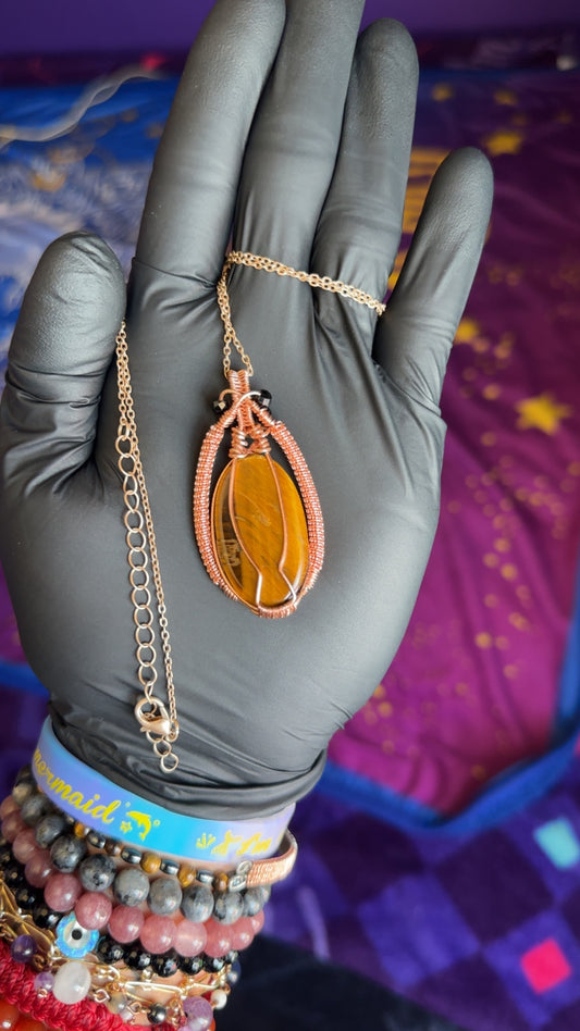 Tigers Eye with Faceted Black Tourmaline