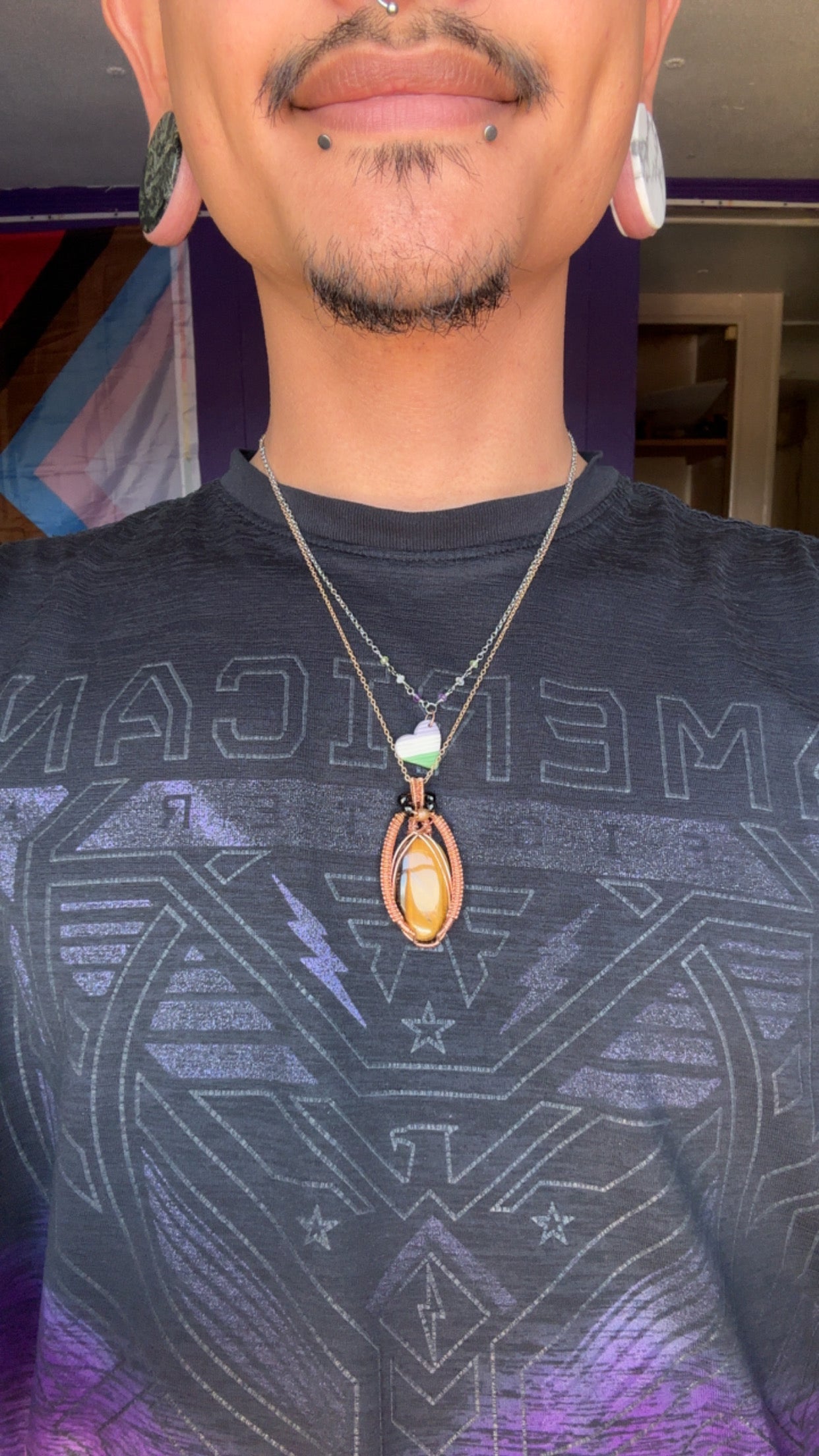 Tigers Eye with Faceted Black Tourmaline