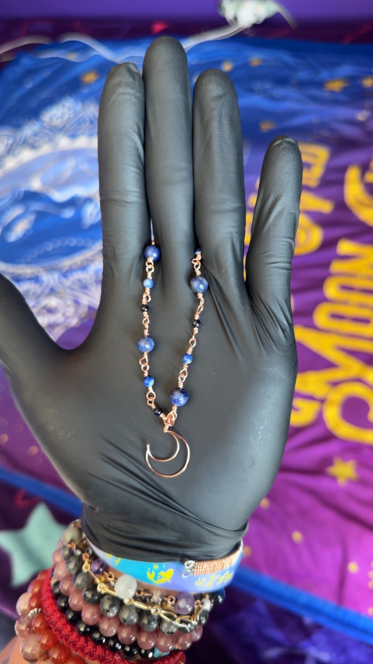 Lapis Lazuli, Blue Goldstone, and Copper Jewelry Set