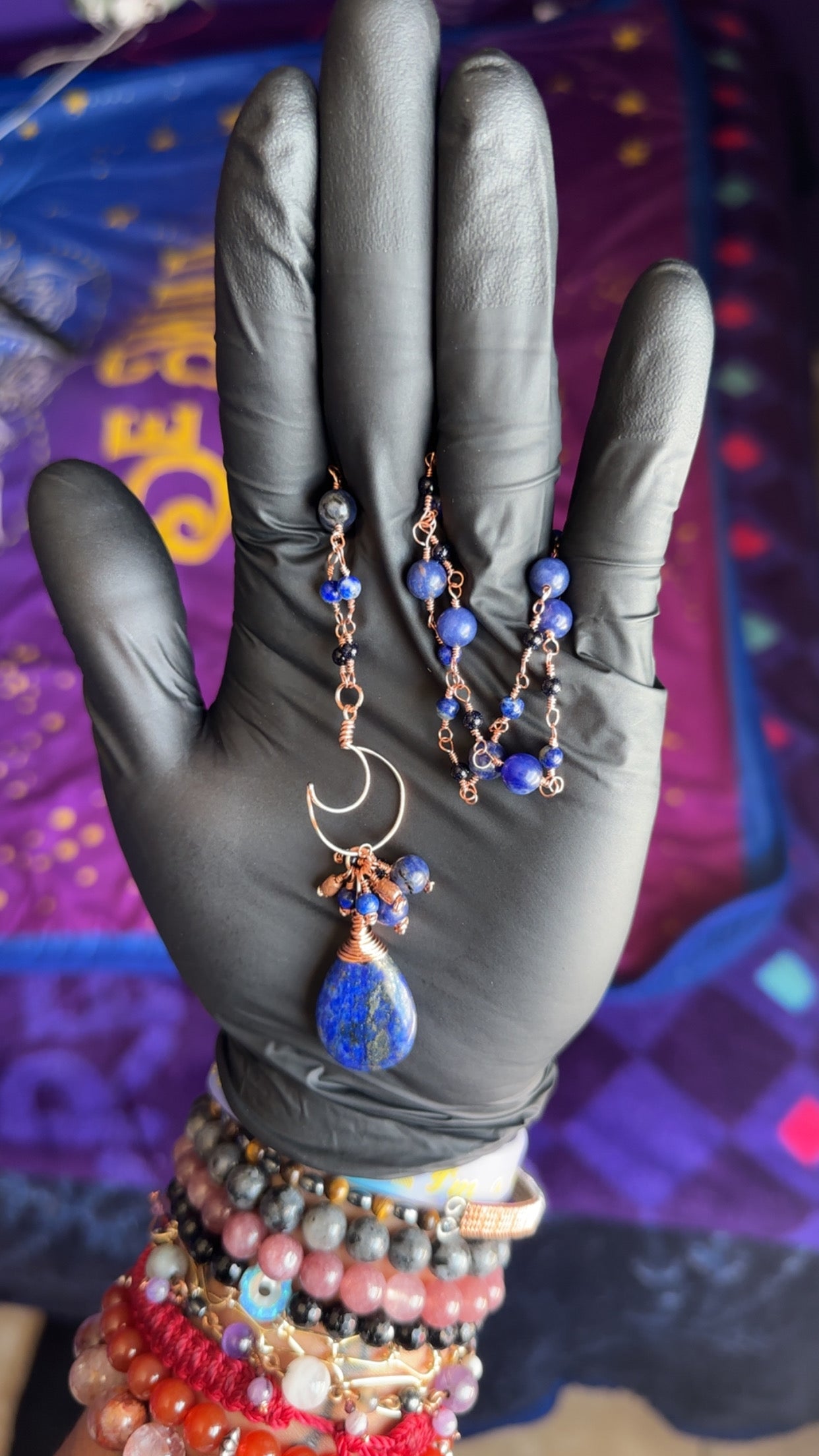 Lapis Lazuli, Blue Goldstone, and Copper Jewelry Set