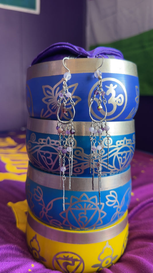 Chandelier Earrings with Amethyst Beads