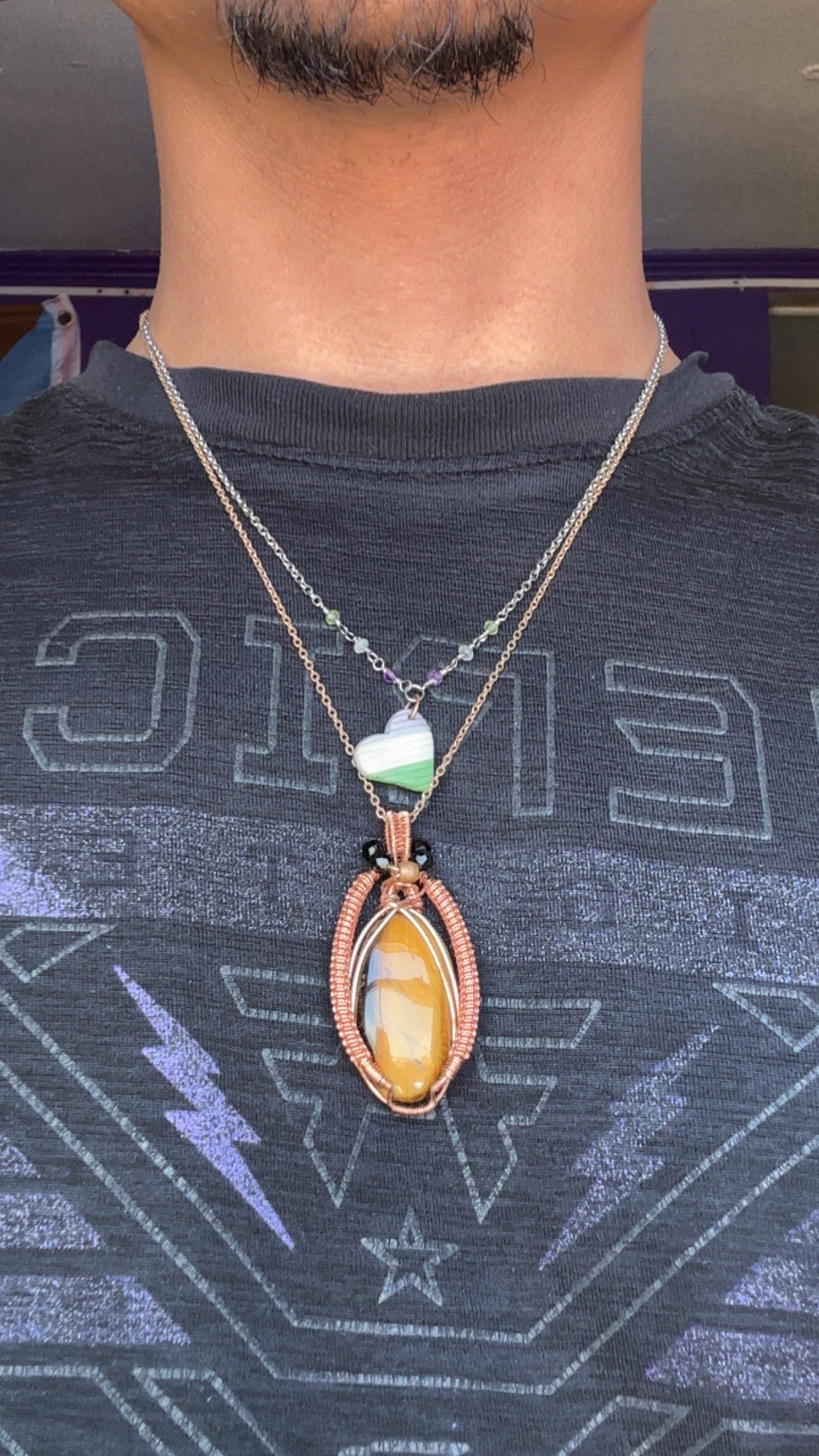 Tigers Eye with Faceted Black Tourmaline
