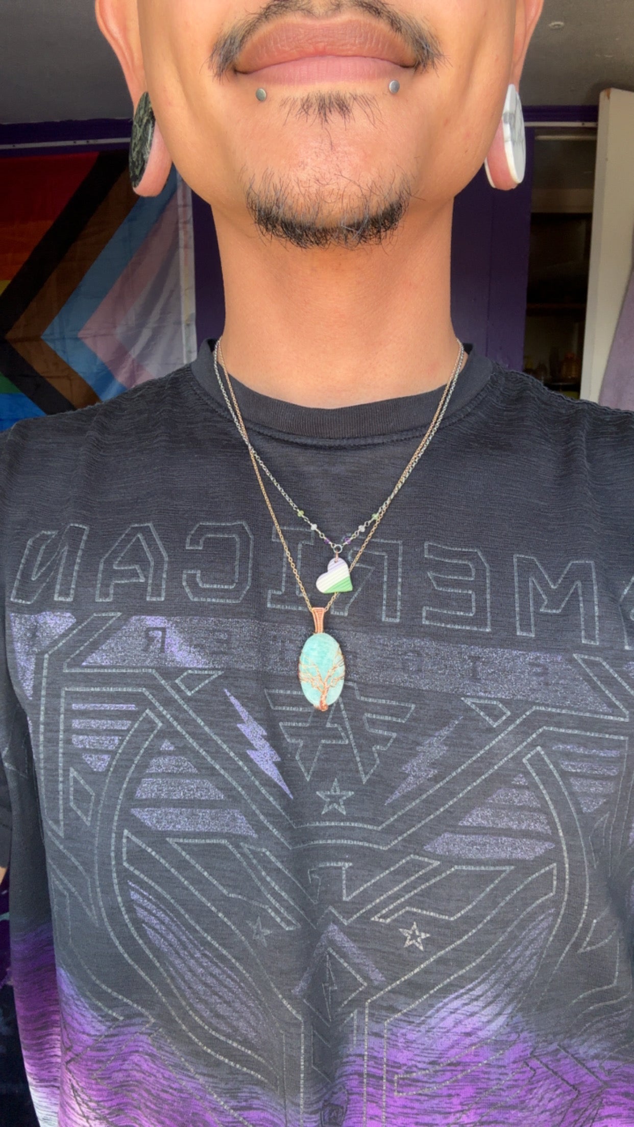 Copper Wire Wrapped Tree of Life Amazonite Pendant