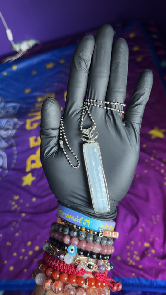 Raw Selenite Stick Pendant